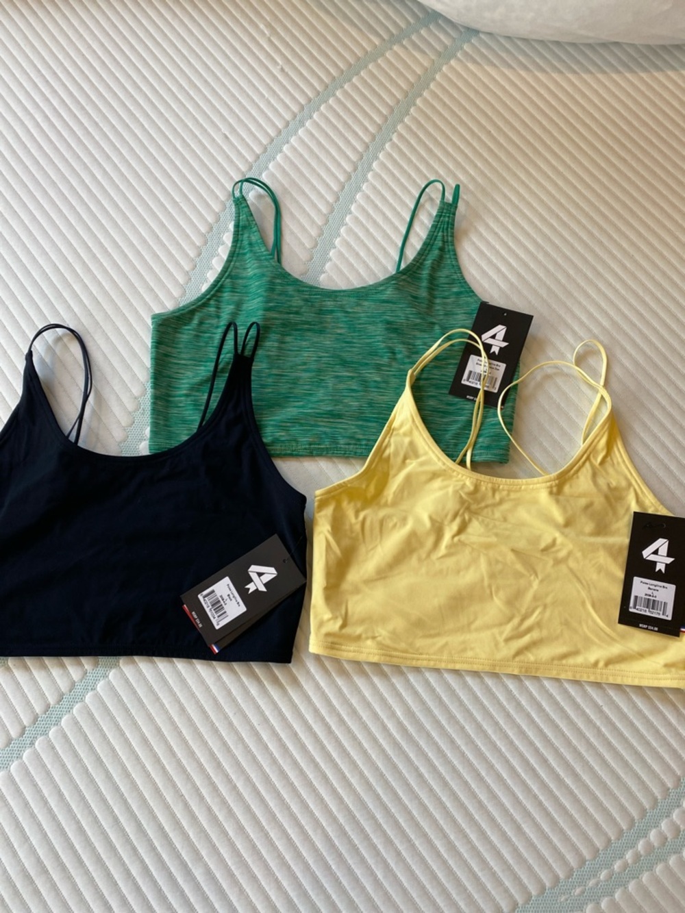 FOURLAPS Bralette Crop Top Trio - Green, Black, Yellow